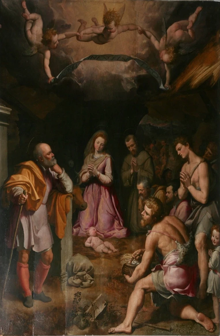 Adorazione dei pastori con santo francescano